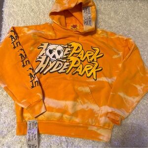 Hyde Park Orange Tie-Dye Hoodie with Graphic Print size small NWOT